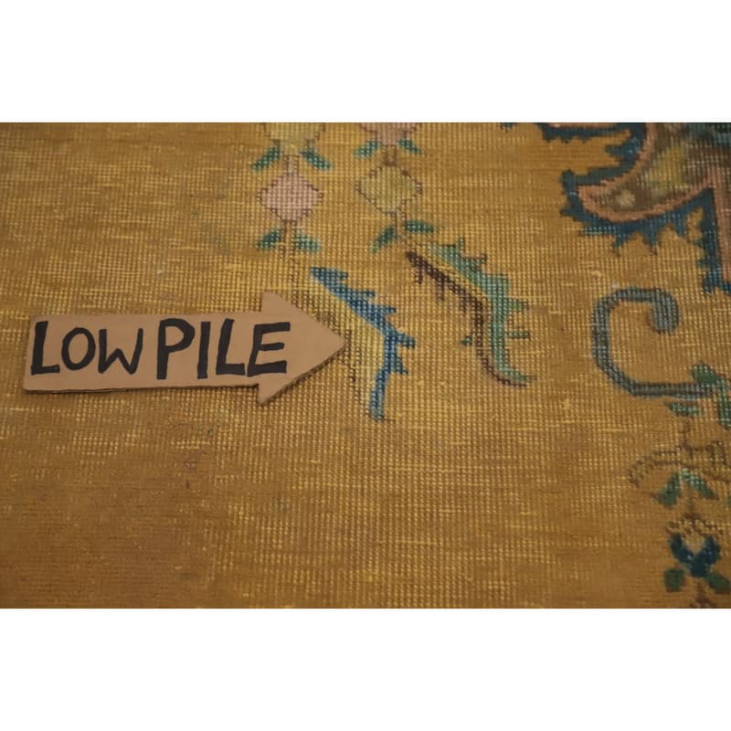 Hand Knotted Oriental 100% Wool Carpet Traditional Floral Yellow & Gold Tabriz Area Rug - 12' 5'' X 9' 8''