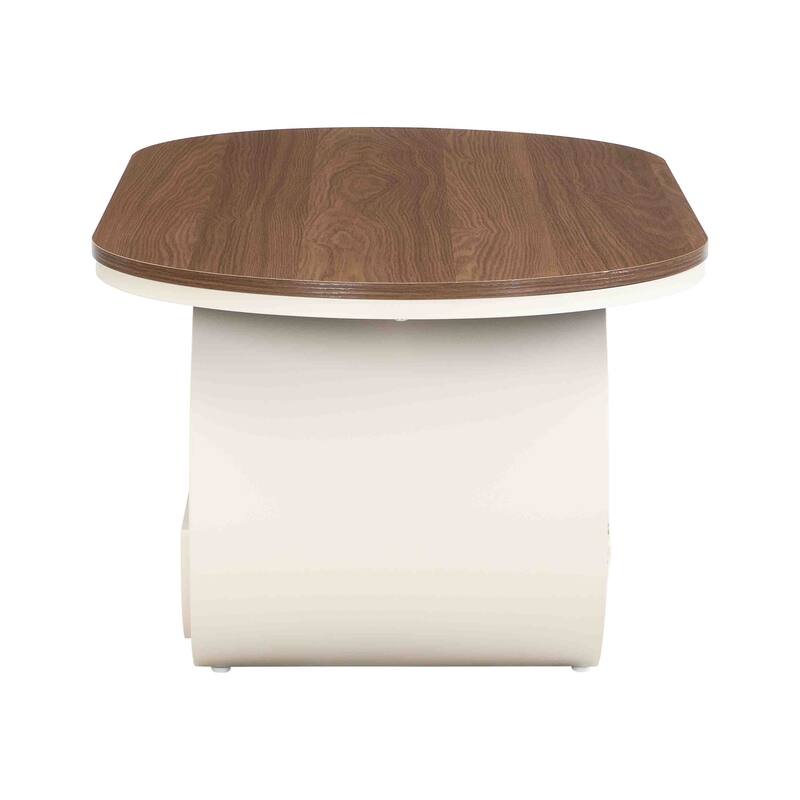 47'' Living Room Oval Shaped Coffee Table with Storage Drawer