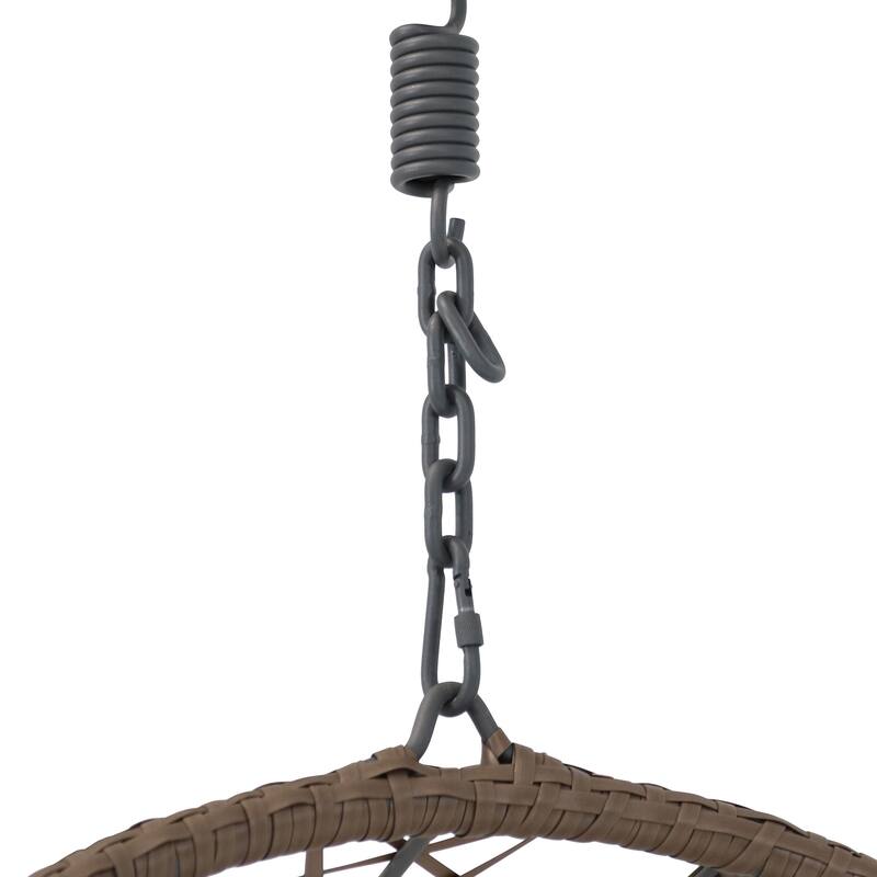 Hanging Basket Egg Chair Swing - Resin Wicker - Gray Cushions