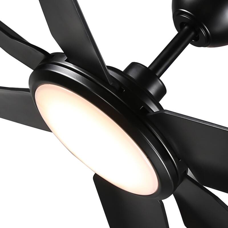 65" Farmhouse Black DC Motor Ceiling Fun With Light and Remote Control