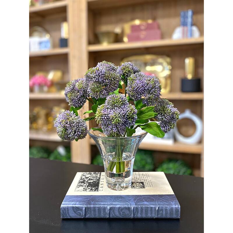 Sedum Arrangement in a Clear Glass Vase
