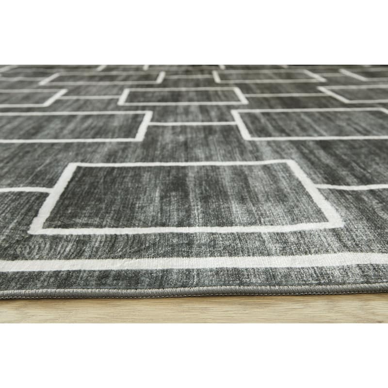 Signature Design by Ashley Elderland Black/Gray Washable Area Rug