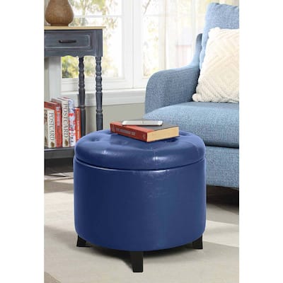 Decorative Round Ottoman Footrest for Living Room, Bedroom or Office with Comfortable Seating and Stylish Appeal
