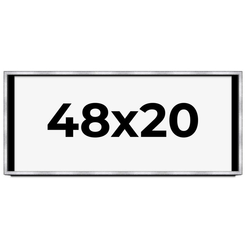 48x20 Shadow Box Frame Silver | 1.375 Inches Deep Real Wood