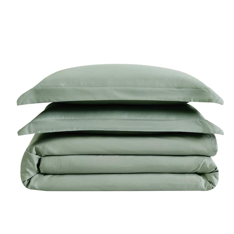 London Fog Garment Wash Solid 3 Piece Duvet Cover Set - Green - Twin - Twin XL