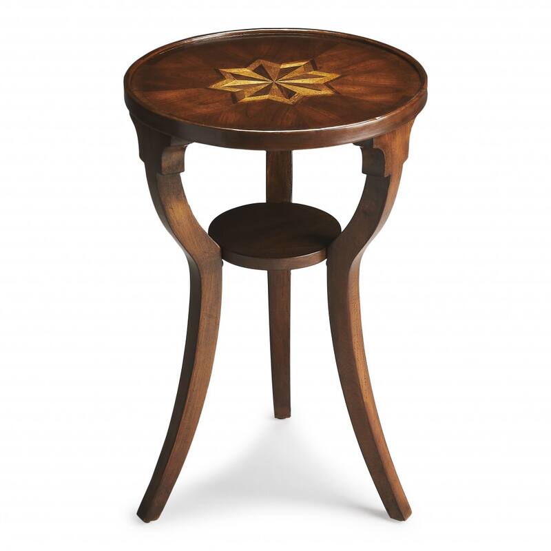 HomeRoots 24" Wood Brown Wood And Solid Wood Round End Table With Shelf - 24