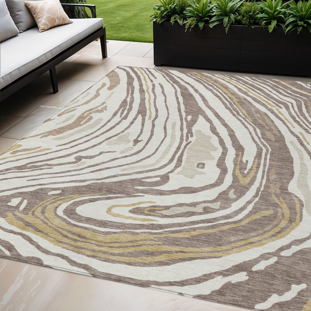 HomeRoots Abstract Transitional Rectangle Outdoor Rug