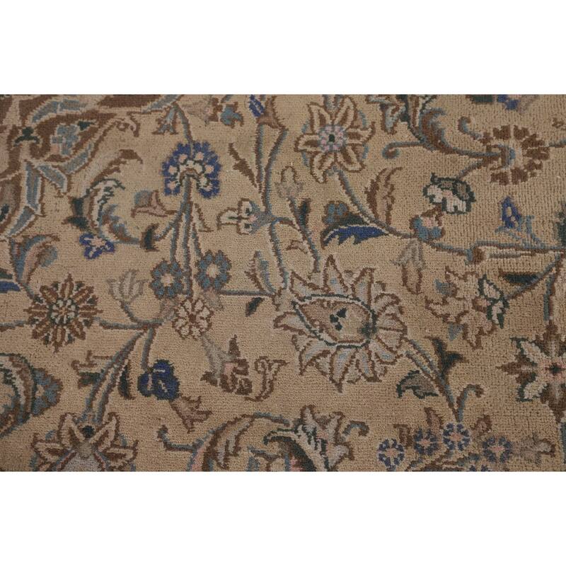 Traditional Mashad Persian Vintage Area Rug Handmade Wool Carpet - 9'8"x 12'9"