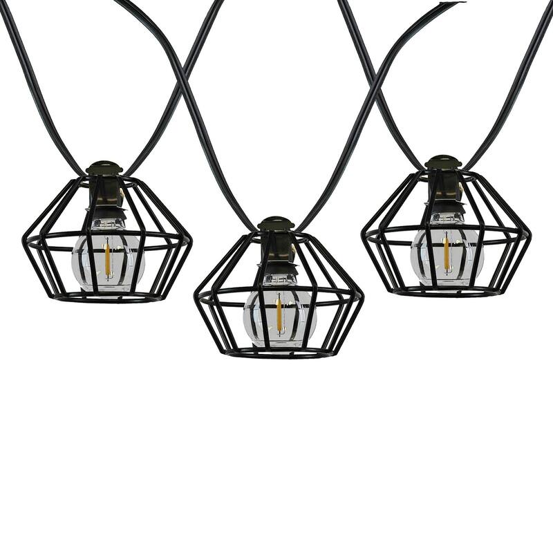 Novelty Lights G40 LED Outdoor Lantern Cafe String Lights with Metal Lampshades - Café