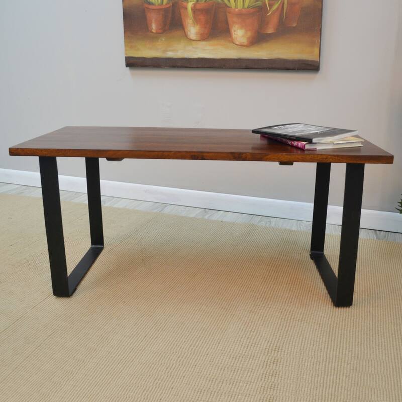 Solid Rectangular Wooden Bench - 40" - Chestnut Brown and Black