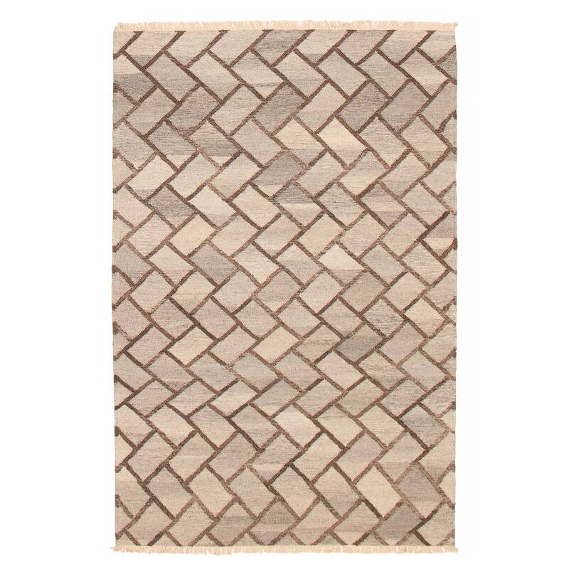 Ankara FW Grey Kilim 5'1" x 8'0" - 5'1 x 8'0 - Light Grey - 5'1 x 8'0