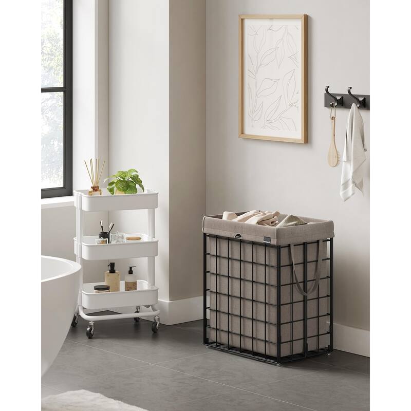 Laundry Hamper, 23.8 Gal (90L) Laundry Basket, Collapsible Clothes Hamper, Removable and Washable Liner, Metal Wire Frame