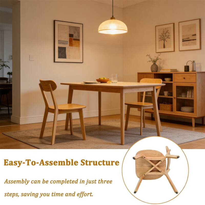 100% Solid Wood Dining Chairs Set of 2, Mid Century Modern Dining Chairs with Curved Backrest, for Dining Room