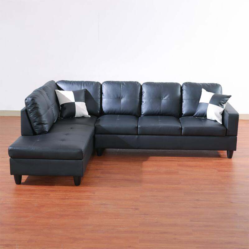 KISRAIS 103" Wide 2-Piece Vegan Leather Sectional Sofa
