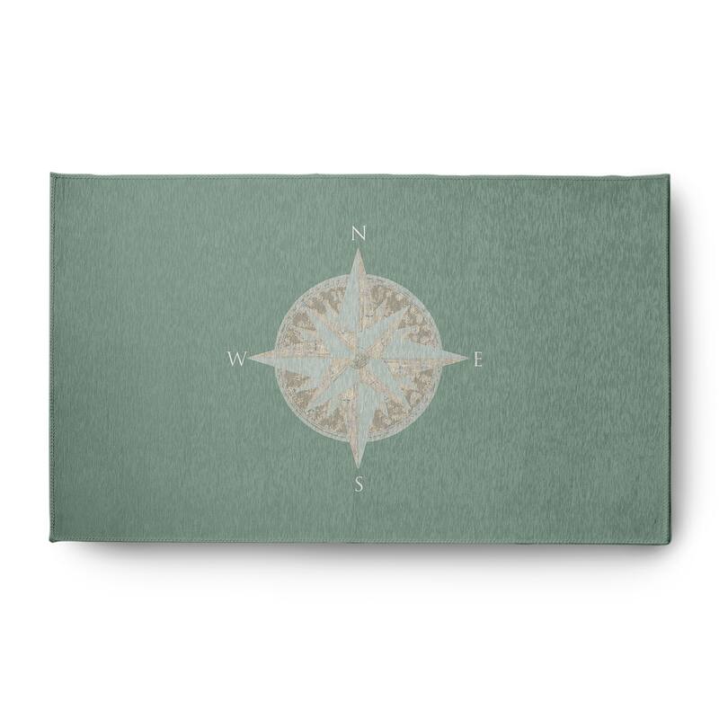 Compass Nautical Indoor/Outdoor Rug - Sage - 3' x 5'