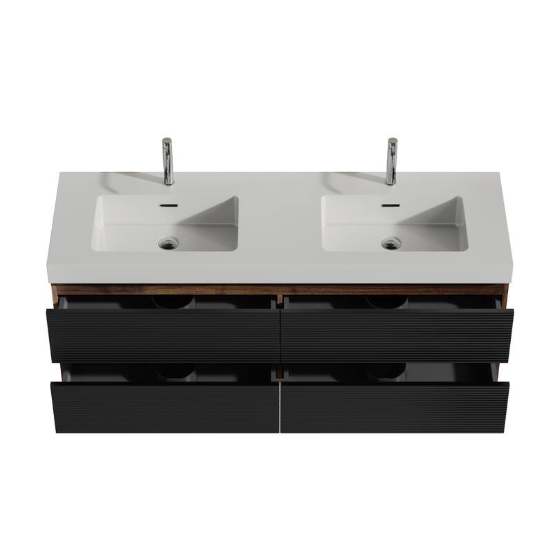 GDFStudio - Grace Floating Bathroom Vanity with Solid Surface Sink and Soft-Close Storage