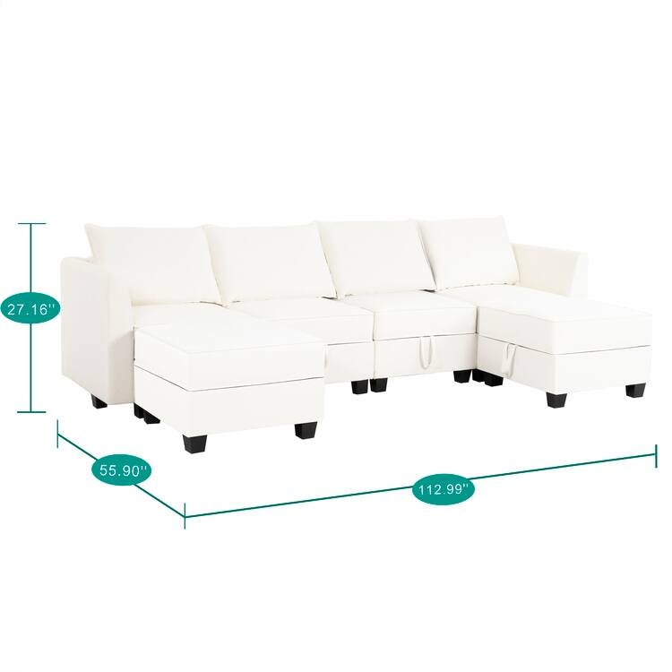 Modern DIY Collection - Convertible Modular Sectional Sofa - Linen Sofa Couch for Living Room Apartment Office