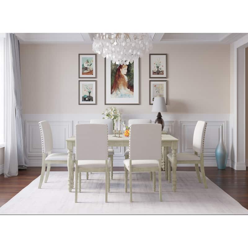 Lily 7-pieces Dining Table and Chair - Table and 6 Chairs - Antique Grey