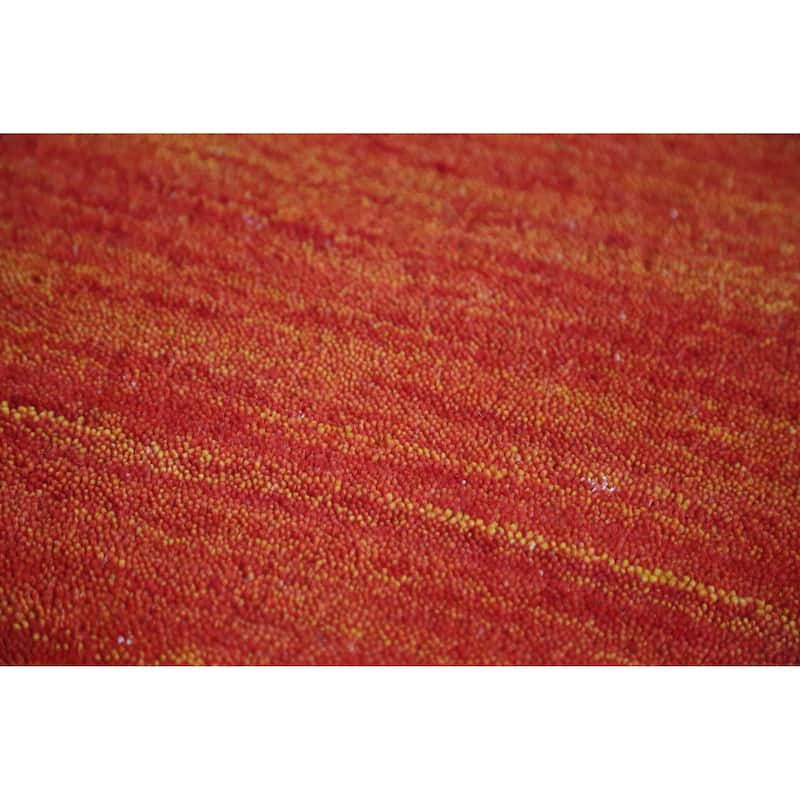 Tribal Modern Gabbeh Indian Rug Hand-Knotted Orange Wool Carpet - 4'9" x 6'5"