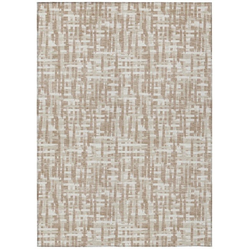 Machine Washable Indoor/ Outdoor Modern Crosshatch Chantille Rug