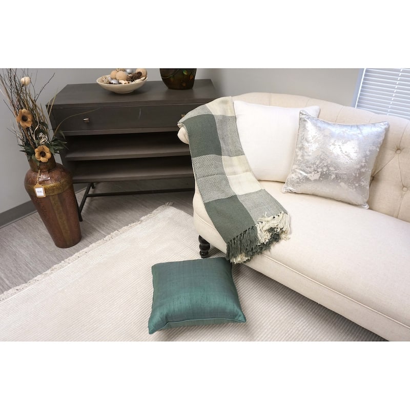 Home&Manor Handcrafted Wool & Cotton Throw Blanket