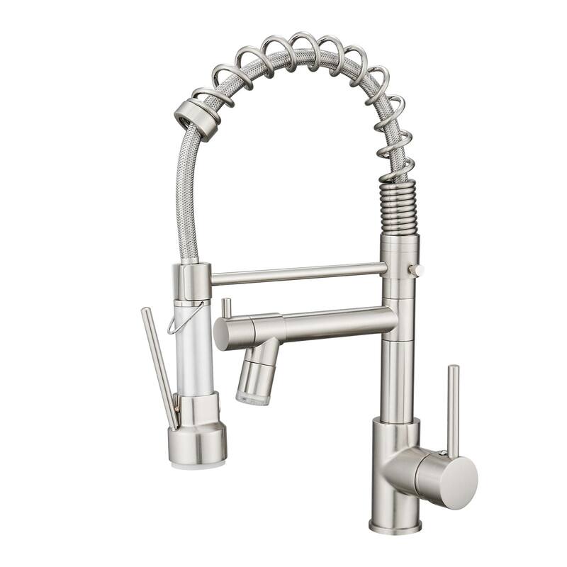 Commercial LED Kitchen Faucet with Pull Down Sprayer, Single Handle Single Lever Kitchen Sink Faucet