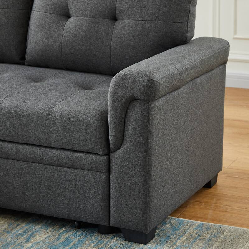 Copper Grove Perreux Linen Reversible Sleeper Sectional Sofa