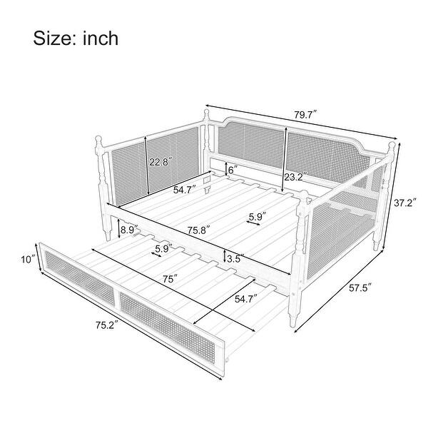 Full Size Daybed with Full Size Trundle for Limited Space, Kids Wood Bed for Limited Space