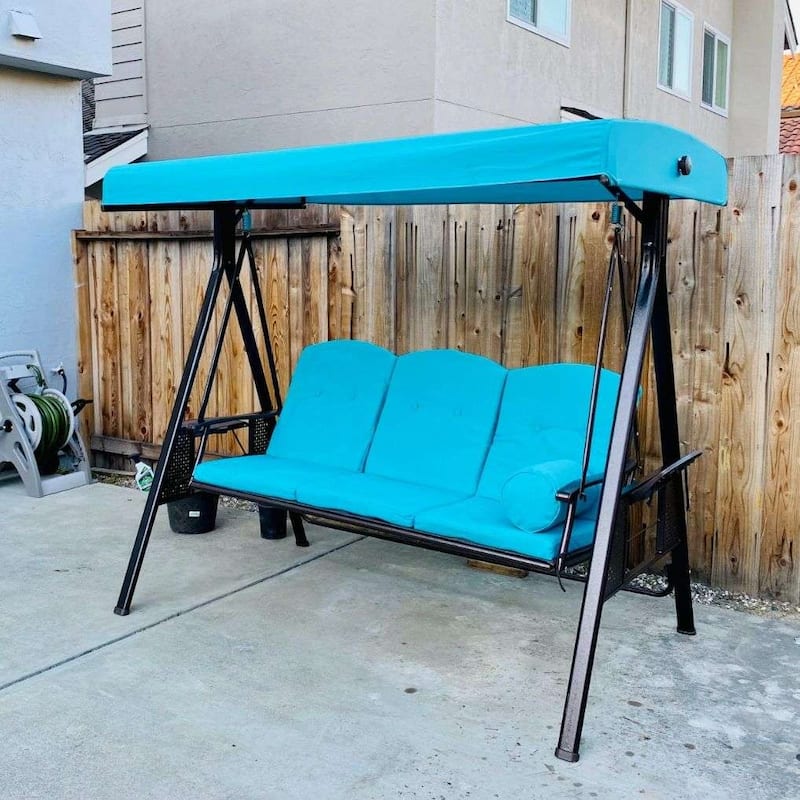 PURPLE LEAF Deluxe Outdoor Patio Porch Swing with Weather Resistant Steel Frame, Cushions and Pillow Included
