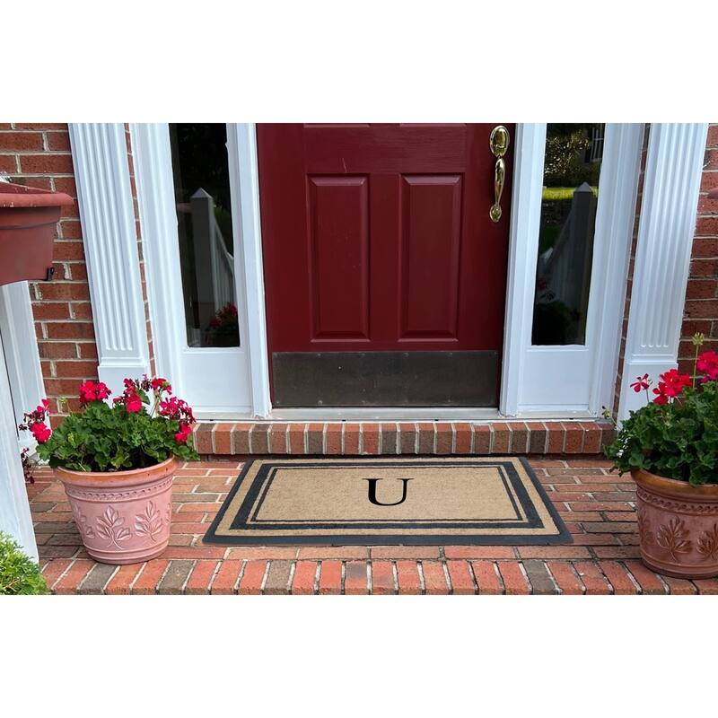 A1HC Picture Frame Natural Rubber & Coir Large Monogrammed Doormat 24"x48"