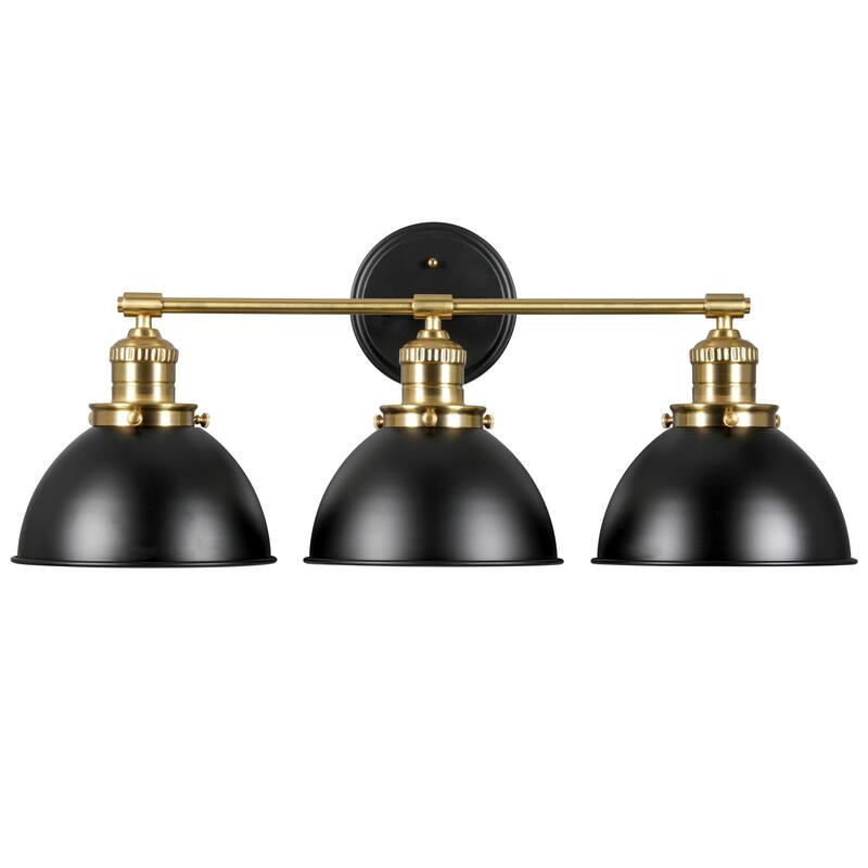 Savannah Farmhouse 3-Light Indoor Bathroom Vanity Light - Matte Black/Gold