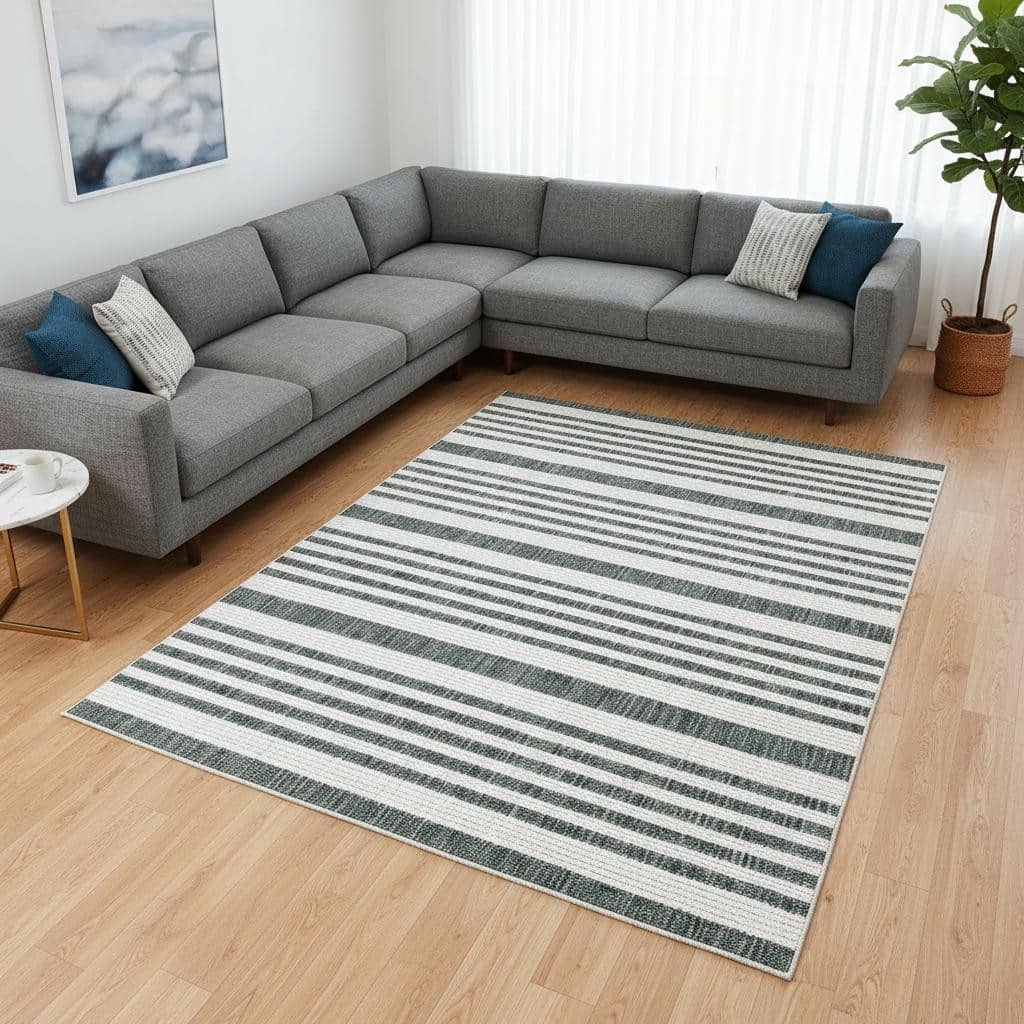 HomeRoots Striped Modern Rectangle Area Rug - 8' X 11'