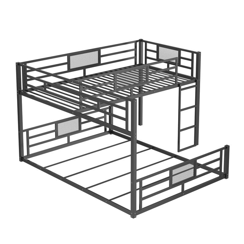 L-Shaped Metal Twin Over Full Floor Bunk Bed Frame