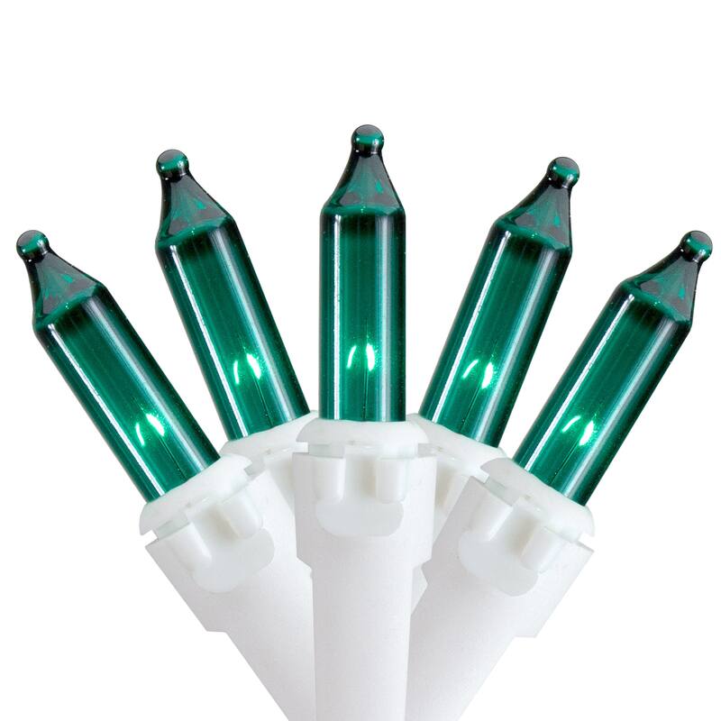 Mini Icicle Christmas Lights - Green - 3.5' White Wire - 100ct