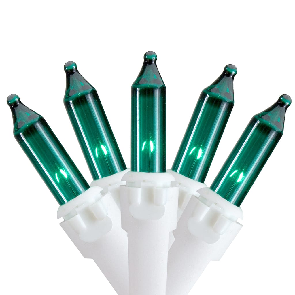 Mini Incandescent Icicle Christmas Lights - Green - 3.5' White Wire - 100ct