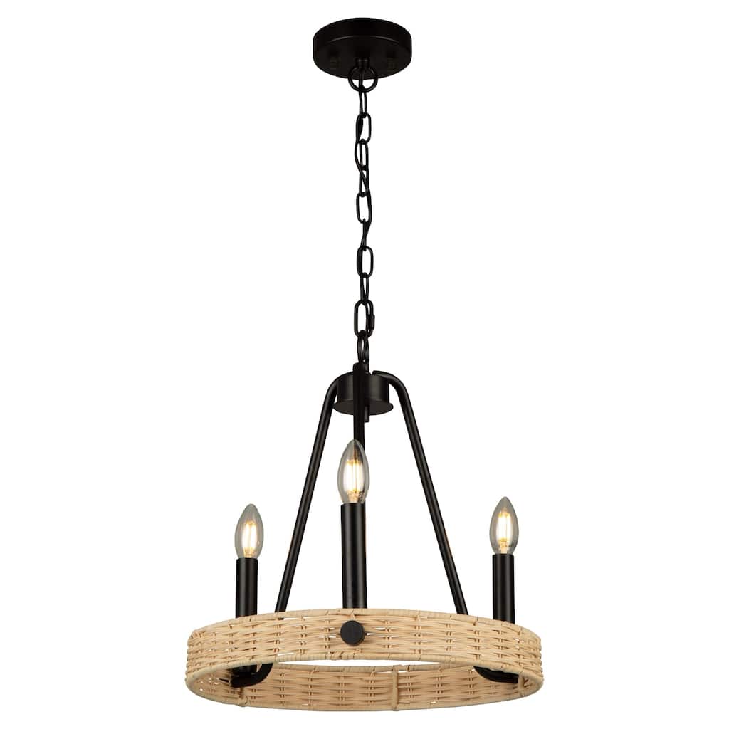 Perris 3 Light Chandelier Black