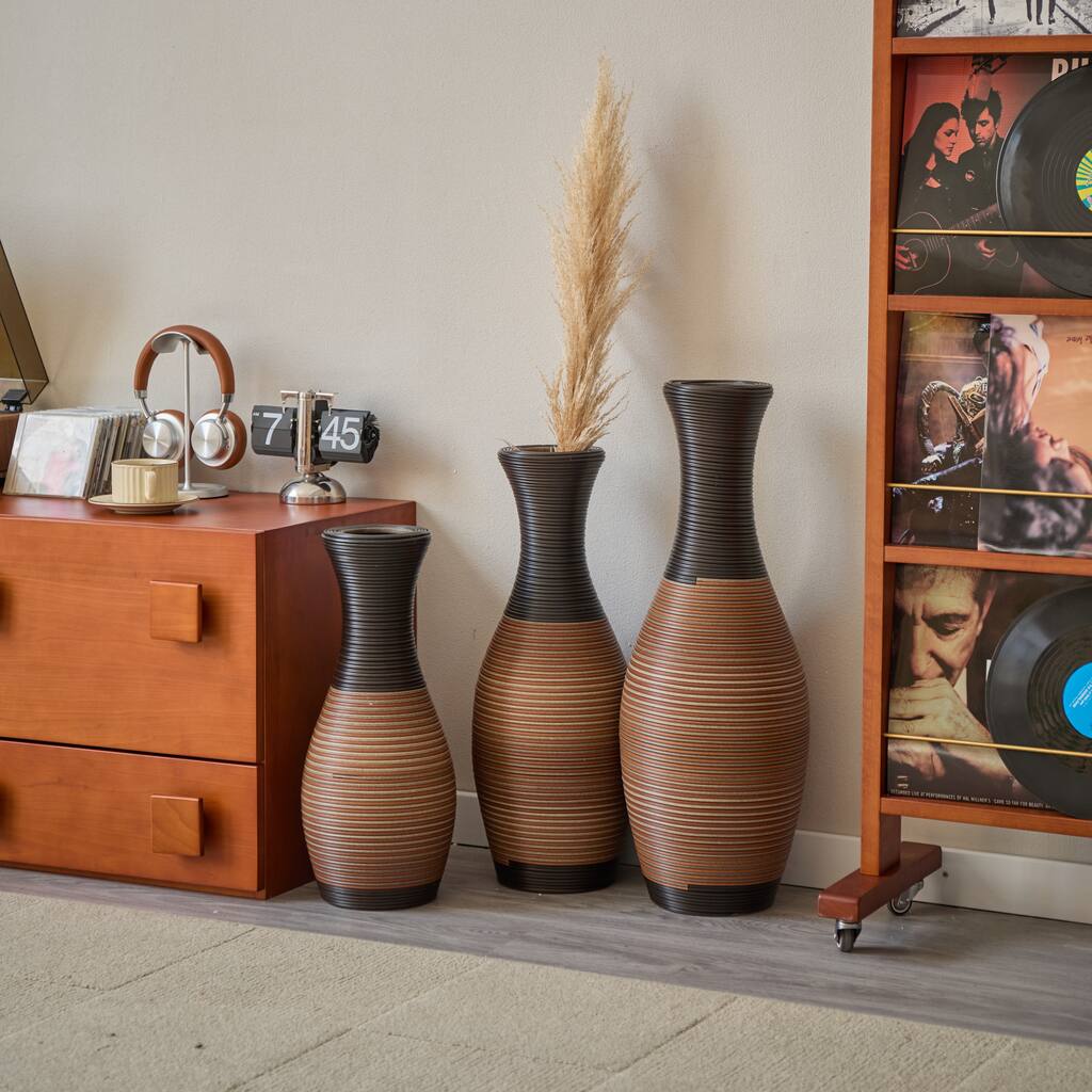 Hand-Woven PVC Rattan Floor Vase