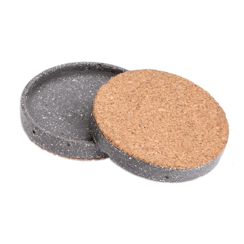 Novica Handmade Speckled Black Cement Coasters (Set Of 4)