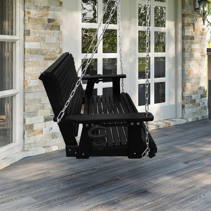 Fortune Candy HDPE Outdoor Porch Swing 2-Person with 18/8 Stainless Steel Bolts