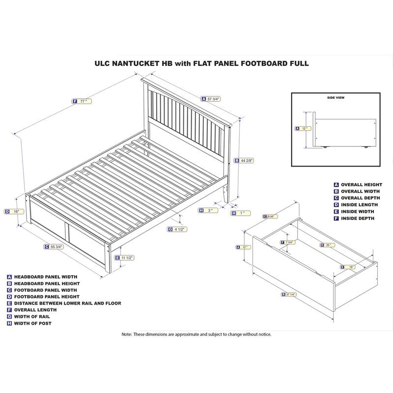 Platform Bed - Storage Bed with Flat Panel Footboard & USB Charger