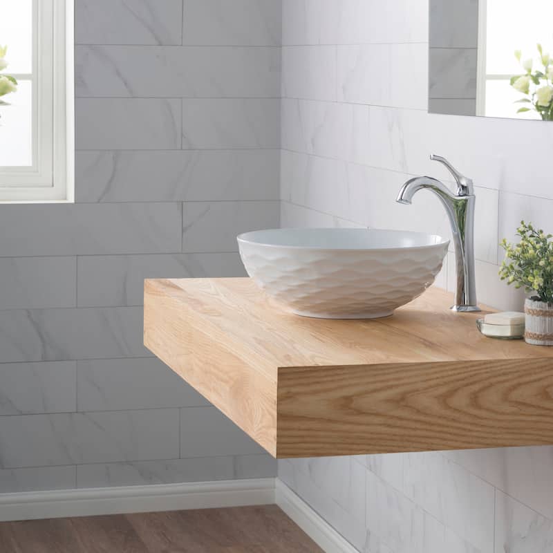 KRAUS Viva 16 1/2 inch Round Porcelain Ceramic Vessel Bathroom Sink