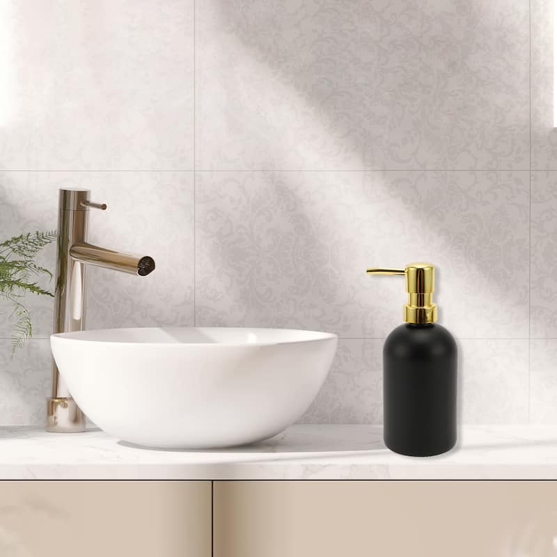 Cylindrical Classic Soap Pump Dispenser for Hotel 400ml 1 Pcs - Black Gold Tone