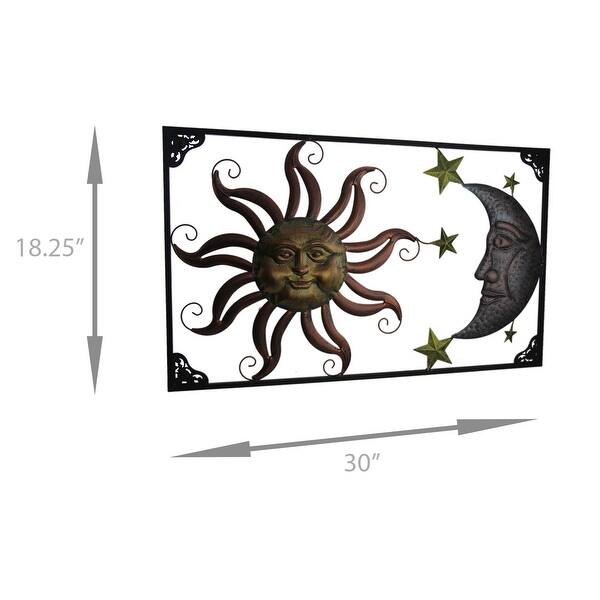 Shop Triple Tone Celestial Sun Moon And Stars Indoor Outdoor Metal Wall Art Overstock 17479742