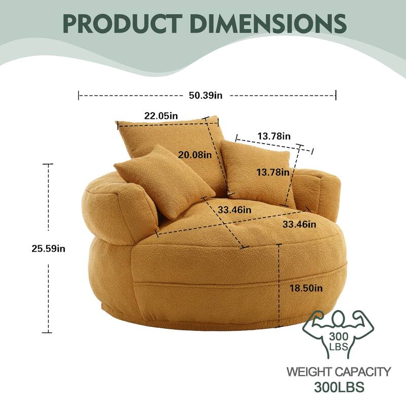 Circular wide living room fabric sofa, balcony swivel sofa chair