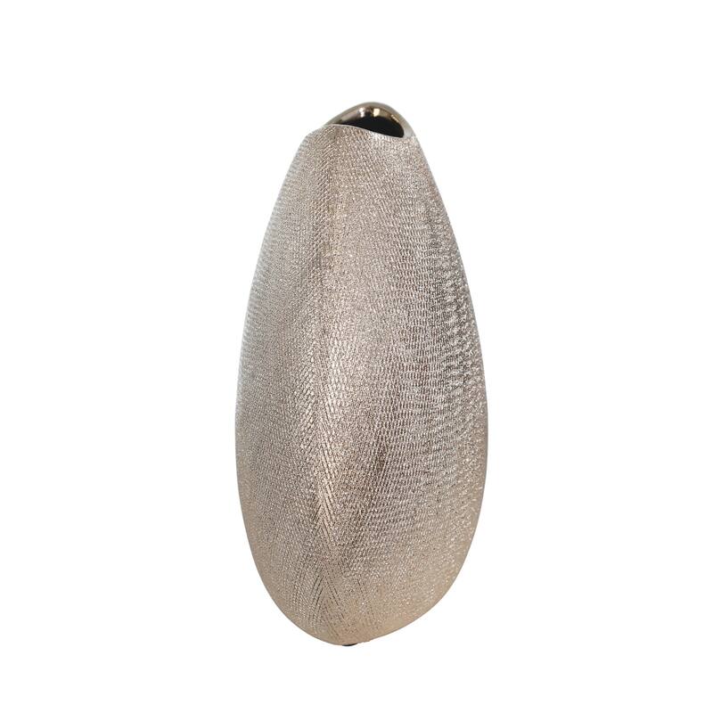 Ceramic Teardrop Textured Surface Vase - Silver