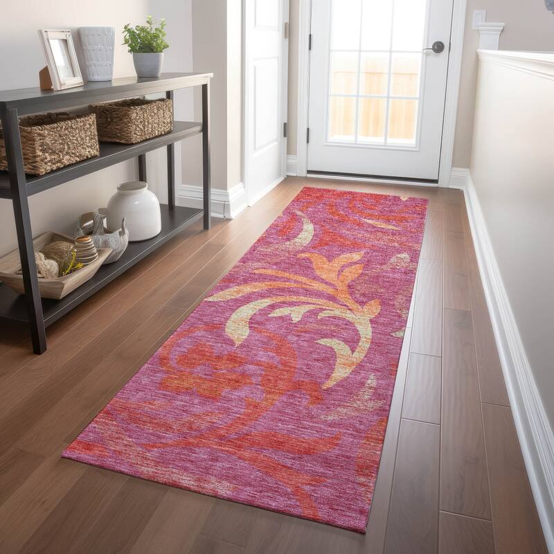Premium Washable Super Soft Contempory Scroll Mayfield Rug - Blush - 2' 3" x 7' 6" - Runner