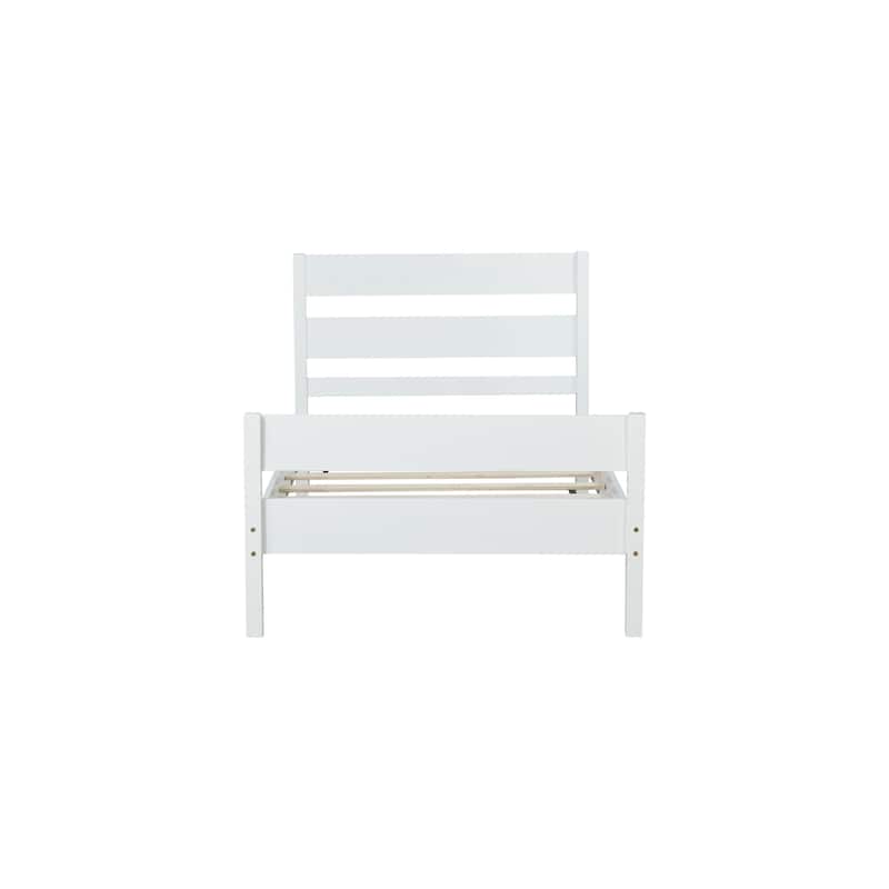 Roomfitters Twin Rubber Wood Bed Frame with Headboard and Footboard, Platform Support Design, No Box Spring Needed