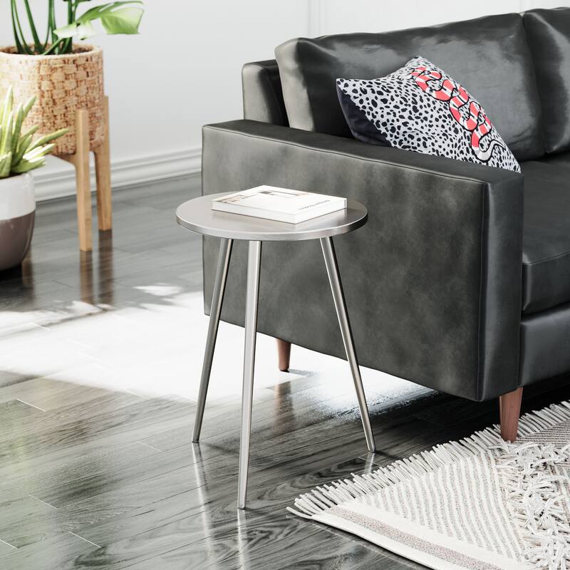 Side Table - 15.4" W x 15.4" D x 21.9" H - Silver