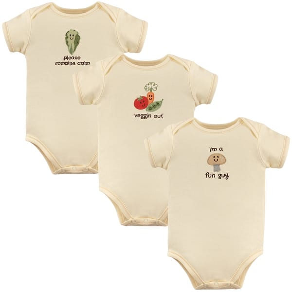 slide 1 of 1, Touched by Nature Organic Cotton Bodysuits 3pk, Mushroom 18-24 Months - Mushroom 3-Pack