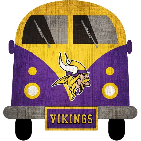 Minnesota Vikings Team Bus 12" Wooden Sign